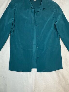 Casual Corner Teal Button-Front Shirt Jacket